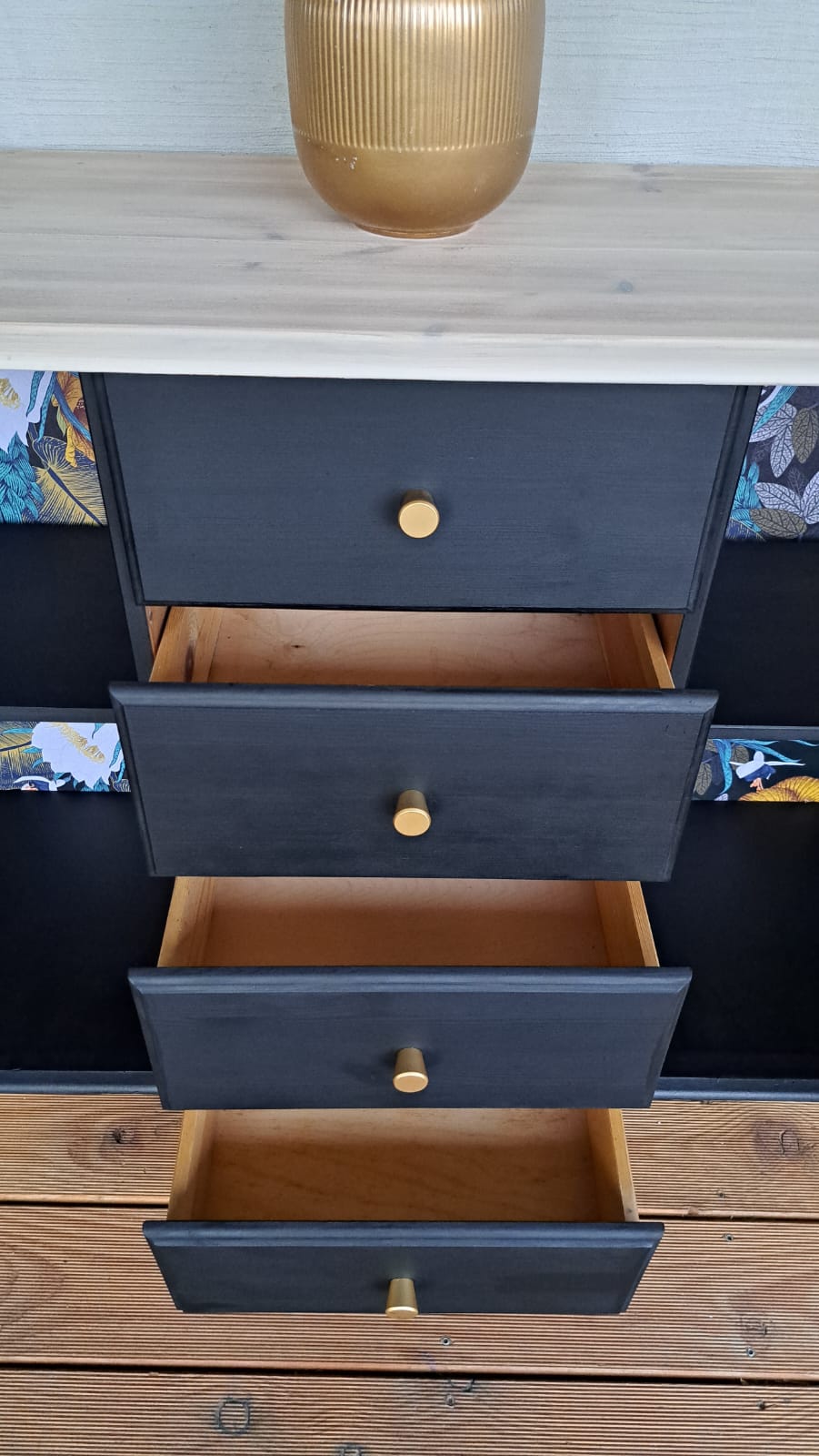 Black chest of drawers in industrial style vintage