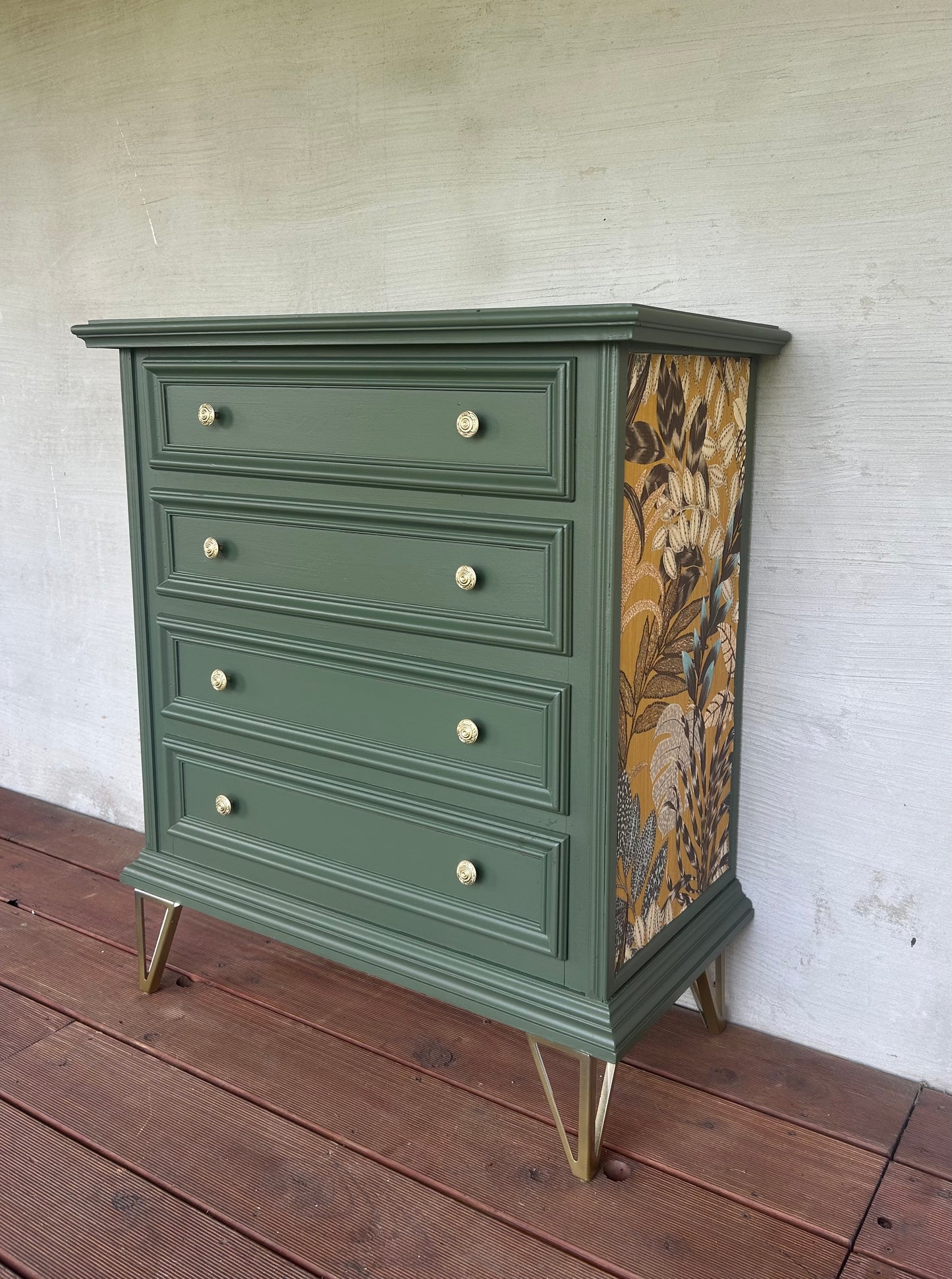 Kommode Olive grün • Vintage Sideboard Unikat