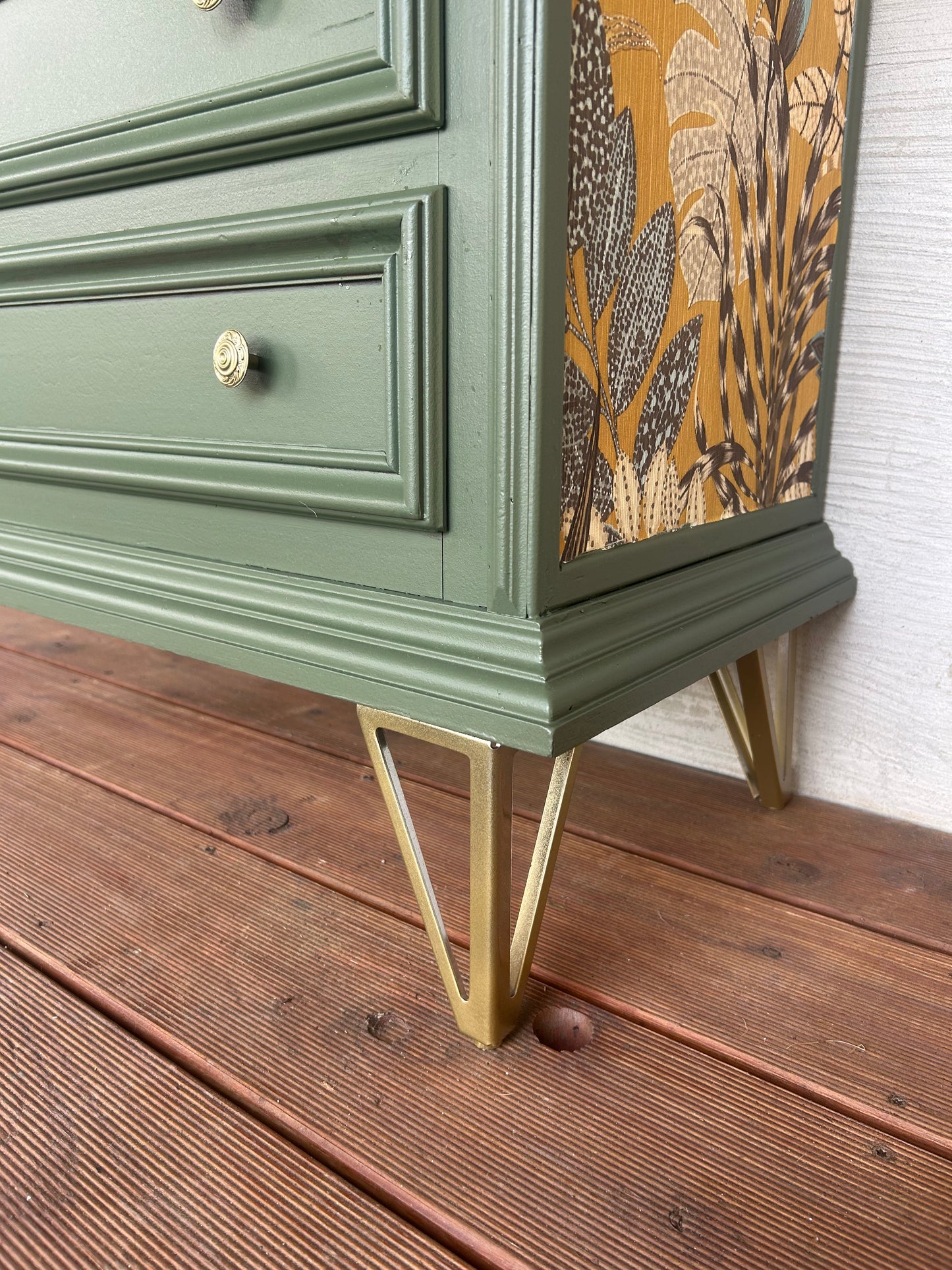 Kommode Olive grün • Vintage Sideboard Unikat