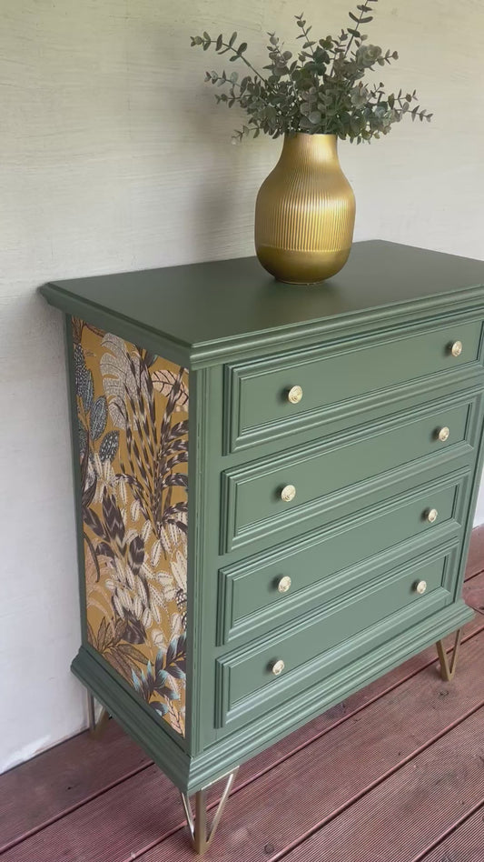 Kommode Olive grün • Vintage Sideboard Unikat